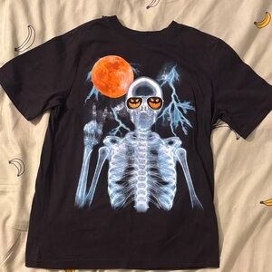Black Skeleton Graphic Kids T-Shirt